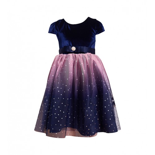 Φόρεμα μπλε βελουτέ για κορίτσι Restart for kids 23/9535