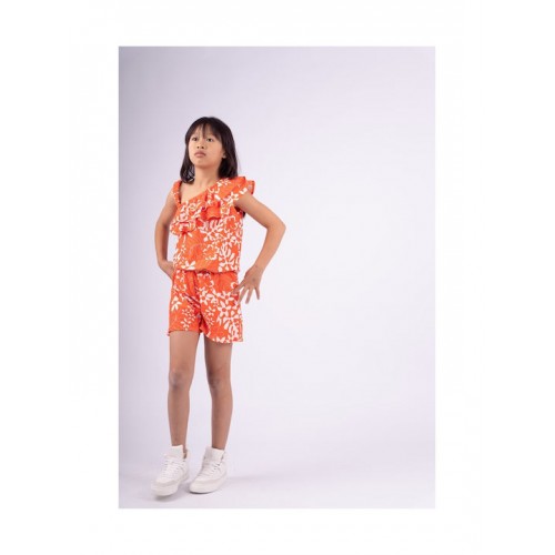 Ολόσωμη φόρμα σορτς πορτοκαλί για κορίτσι Ebita 242088